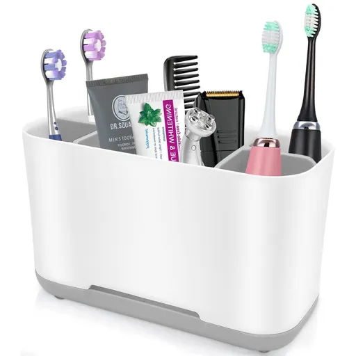 Toothbrush Holder with Anti-Slip Detachable Easy Cleaning Multi-Functional Storage Electric Toothbrush Toothpaste Storage(Grey)