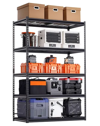 Storage Shelves, 1361 kg, 5 Tier Heavy Duty Garage Shelving, 609.6 x 1219.2 x 1828.8 mm Adjustable Metal Shelves for Industrial Shelving Unit Utility Shelf, for Kitchen, Warehouse, Basement