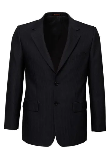 Mens Suit Jacket 2 Button Pinstripe Business Work Blazer Fully Lined - Black - 97