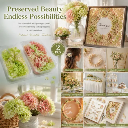 Warm Mixed Shade & Pale Green Champagne Preserved Hydrangea Frame DIY Set of 2 Boxes