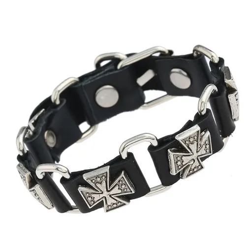 Men's Cuff Wristband Punk Rock Motorbike Wide Belt Leather Bracelet Hip Hop Vintage Leather Cuff Bracelet Gothic （2pcs）