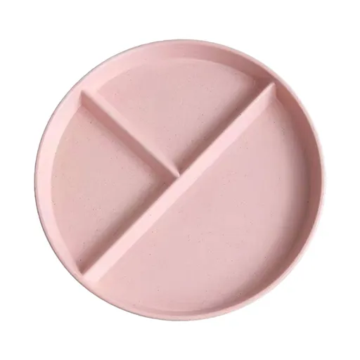Wheat Straw Divided Dinner Plate, Reusable Microwave and Dishwasher Safe Meal Tray for Adults and Children, Pink