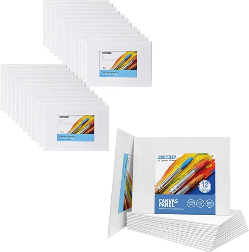 Painting Canvas Panel Boards - 5x7 Inch Art Canvas,24 Pack with 11x14 Inch Canvas Board Super Value 12 Pack Canvases,100% Cotton,Primed Canvas Panel,Acid Free,Artist Canvas Boards