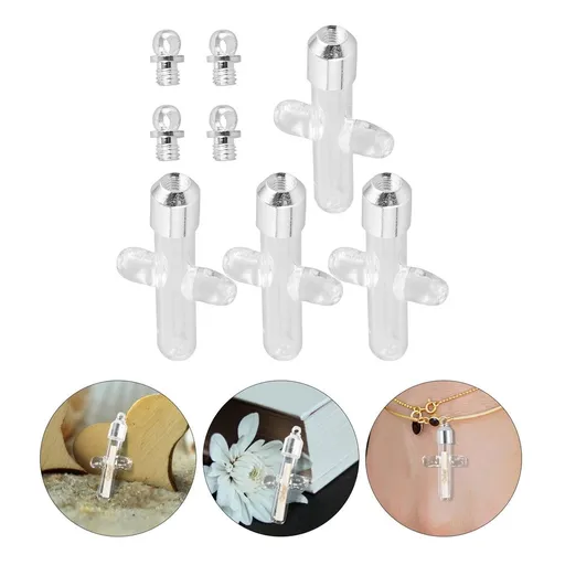 4 Pcs Mini Glass Bottle Pendant 3.30X2.00X0.60CM Transparent