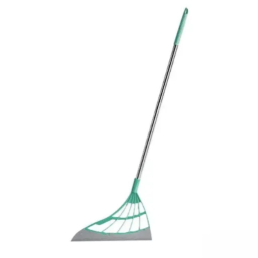 Squeegee Cleaning Tool for Dust and Hair with Rubber Floor Broom Design - Green