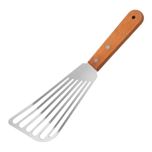 Fish Spatula with Wooden Handle, Stainless Steel Slotted Turner for Cooking Fish/Meat/Dumpling/Barbecue fish spatula