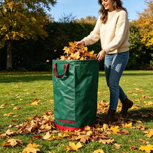 Reusable Garden Waste Bags 300L, PP Yard Bags with Reinforced Handles, Foldable Outdoor Debris Sacks for Lawn and Leaf Cleanup