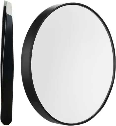 Petluno 10X Magnifying Makeup Mirror, Round Mirror 2 Suction Cups Facial Cosmetic Absorption Shaving Home Travel Essential(Diameter 3.46 inches) 3.5"L x 3.5"W