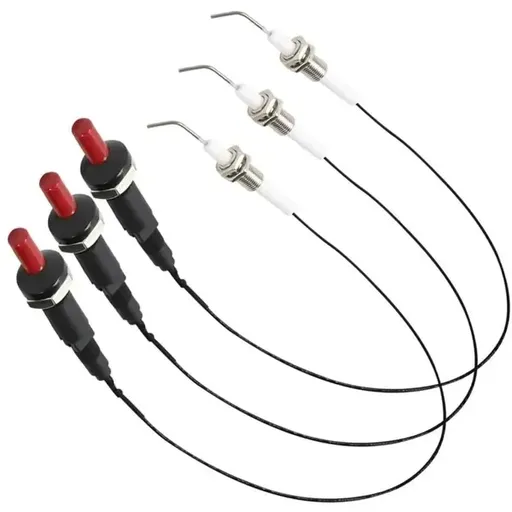 3 Pack Universal Piezo Ignition Kits with Ceramic Electrodes and Wires for Gas Grills, Stoves and Fireplaces, Black and White, 30 cm