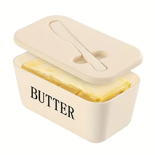 WHITE**Food-Grade PP Large Butter Keeper with Cutting Blade | Airtight, Drying-Resistant, Easy to Slice – Long-Lasting Freshness, Your Kitchen & Baking Essential Helper**