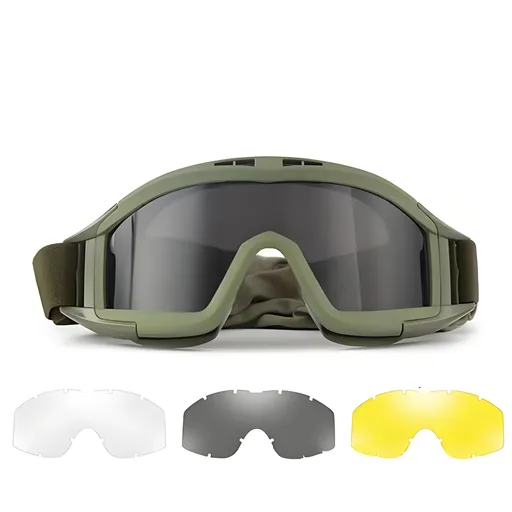 Christmas gifts for husband or boyfriend Tactical Safety Goggles with 3 Interchangeable Lenses, Wind & Dust Protection for Outdoor & Tactical Use(green)