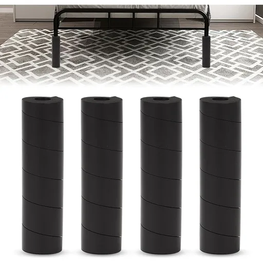 4 Pcs Adjustable Bed Frame Toe Protectors, Bed Frame Leg Covers, for Protectors Toes from Collision with Bed and Furniture Leg, Black