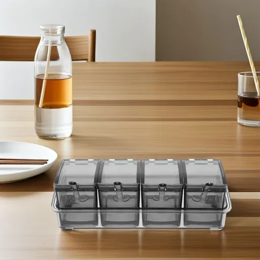 Plastic Kitchen Salt Container with Lid and Compartment Organizer for Easy Storage
