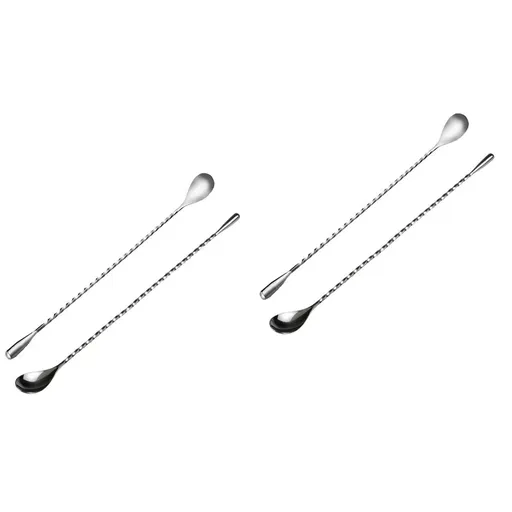 Stainless Steel Spiral Bar Mixing Spoon Plated Silver for Bar Cocktails and Tea
