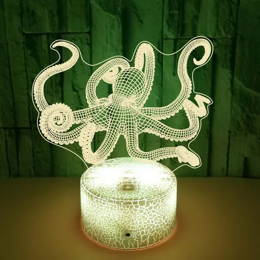 3D Illusion LED Lamp Optical Illusion Squid Night Light 16 Colors Remote Control Dimmable