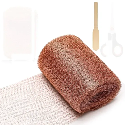 Copper Mesh Roll for Mice Rat Rodent Repellent, Double Layer Copper Mesh Roll 5" X 20ft Hole Fill Fabric Gap Blocker for Bat Snail Bird Control with Packing Tool