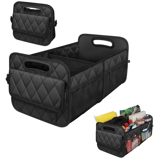 45L Foldable Large Car Trunk Organizer with Muti Pockets & Strong Handles – Mutifunctional Heavy Duty Oxford Cloth Storage Box & Portable Cargo Bundle for SUVs Sedans Trucks