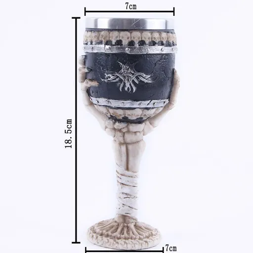 Resin Skeleton Bone Shaft Wine Goblet 2 PCS, Stainless Steel Inner Container, Novelty Bar Tableware for Christmas & Halloween Themed Event