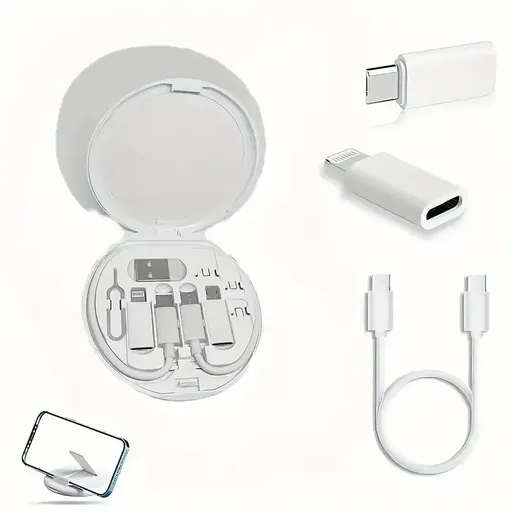 5-in-1 Cable Storage Box, Charging + Stand + Storage All-in-One, One Box Solves Your Travel Needs/white
