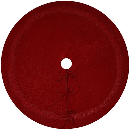 Knit Christmas Tree Skirt Elegant Design 122cm Red