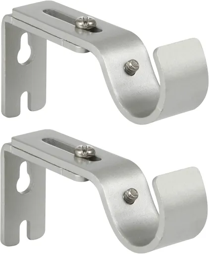 Heavy Duty Adjustable Curtain Rod Brackets Rod Holders for 1 Inch Rod, Silver Color, (Set of 2)