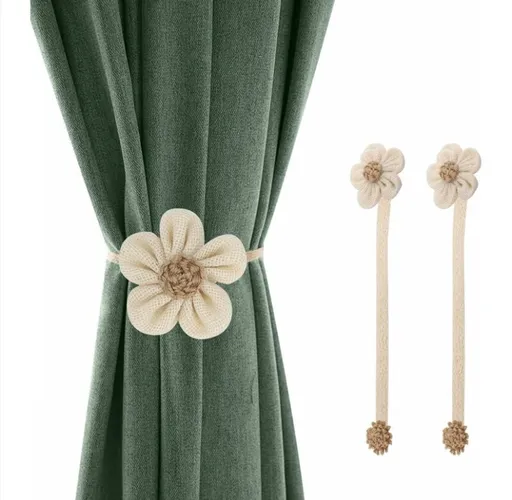 Curtain Holder - 2 Pieces - Curtain Tie Back - Curtain Tie Rope - Magnetic Curtain Cord - Beige - 40 cm
