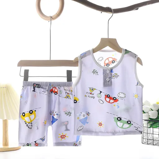 Tong Xinyuan Kids Cotton Silk Vest Set Shorts (Gray) car cotton silk vest set 100cm