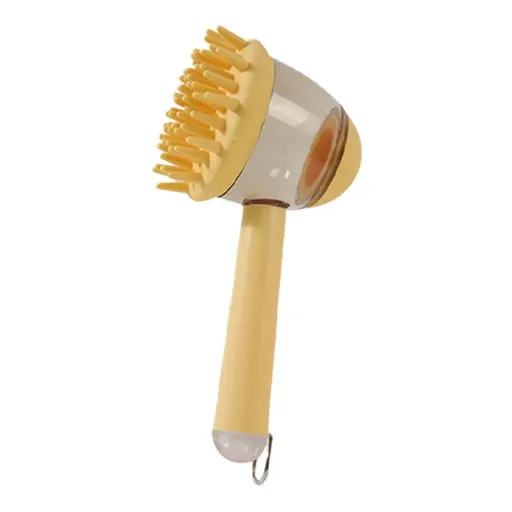 3 in 1 Pet Bath Brush Liquid Foaming Massage Brush, Yellow, 18 cm