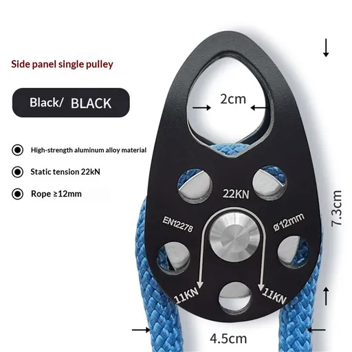 Micro Mobile Single Pulley,22kN(2200kg) for Rigging Arborist Climbing Rescue,2pcs Climbing Pulley with Ball Bearing for Rock Climbing Arborist