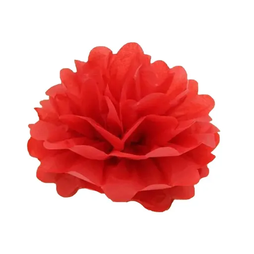 Decorative Paper Flower Balls 10pcs Party Hanging Pom Pom Wedding Event Decor - Red