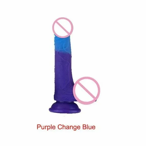 House Of Dasein Temperature Colour Changing Realistic Silicone Dildo Sex Toy - Purple Change Blue