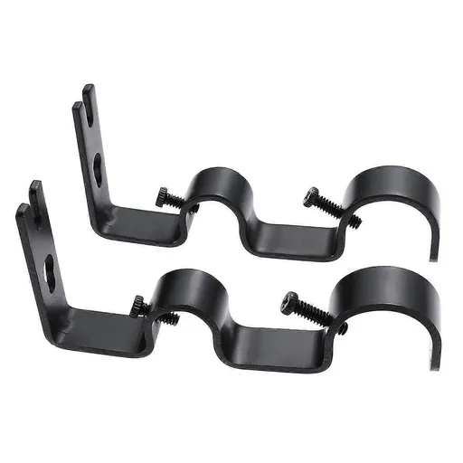 2pcs Tension Curtain Rods, Black & White with Brackets & Holders