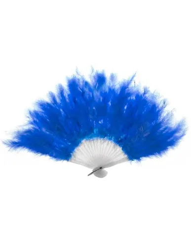 Fluffy Blue Feather Hand Held Costume Fan