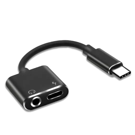 2-in-1 USB-C Charging 3.5mm Audio Adapter Converter For Type-C Android Smartphones(Black)