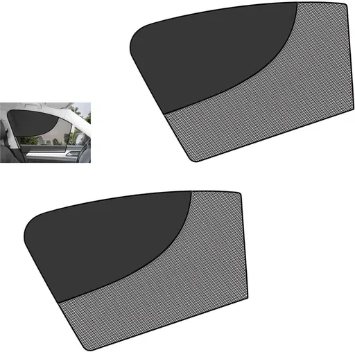 2 PCS Car Side Window Shades, Double-Layer Sun Blocking & Heat Insulation Shield for Baby Kids, Mesh Full/Half Privacy Protection & Ventilation Curtain, Foldable Cover for Most Cars (Black)