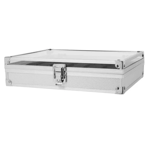 Durable Aluminum Watch Holder, White, 12 Grids, Transparent Display Top