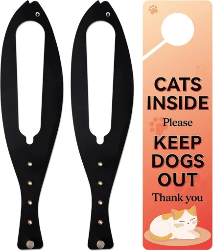 Cat Door Latch with 5 Adjustable Opening 2.5-6" - Cat Access Door Restrictor, Tool-Free Install, Helps Keep Dogs Out of Litter Box and Food, 2 Pack Black