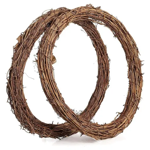 2PCS 14 Inch Grapevine Wreathes Wreath Rattan Wreath Garland for DIY Christmas Craft or Wedding Decors