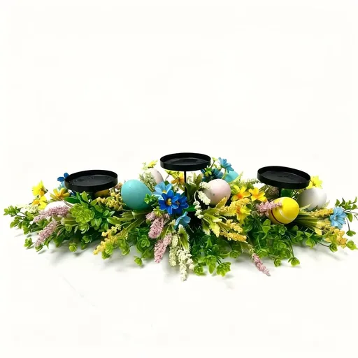 Artificial Flower Centerpiece Candle Holder Lavender Decor Eucalyptus - Green - Size 55-30