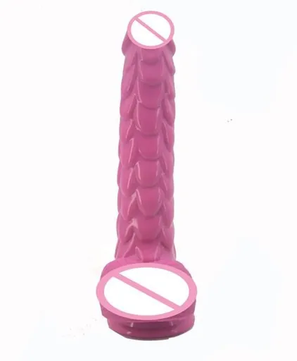 House Of Dasein Long Silicone With Suction Cup Fish Scale Texture Anal Dildo Dong - Pink
