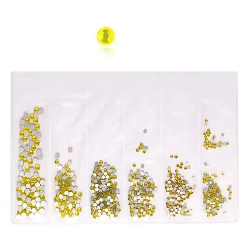 1440Pcs Glitter Rhinestones Crystal Clear Flat Bottom Glass Nail Art Nail Drill - Yellow