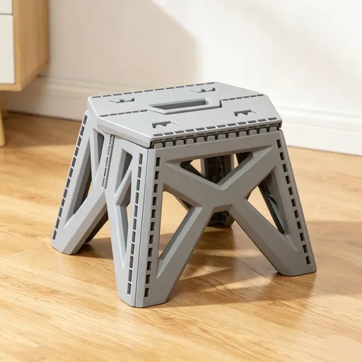 Hand‑Carry Collapsible Plastic Small Stool 28x32x23cm Light Grey,Compact Low Seat for Outdoor Trips Fishing Camping & Home Use,Christmas Halloween Household Holiday Present