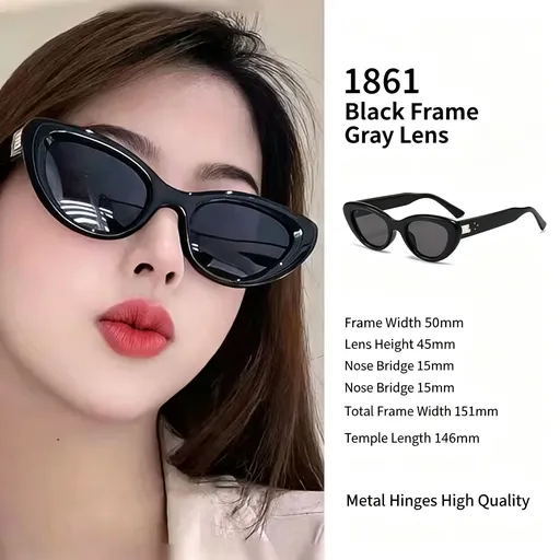 Timeless Classic Black Frame Grey Lens Cat Eye Sunglasses UV400, Wardrobe Staple All-Occasion Match, for Christmas Gifting