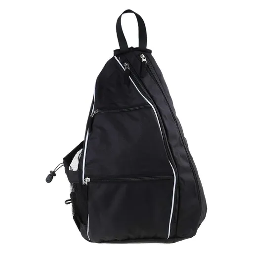 Pickleball Crossbody Slings Bag Holds Paddles Racket with Water Bottles Holder, Pickleball Backpack Pickleball Carry Bag - Black
