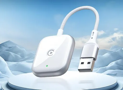 Wireless CarPlay & Android Auto Adapter Plug & Play Dongle for Cars White