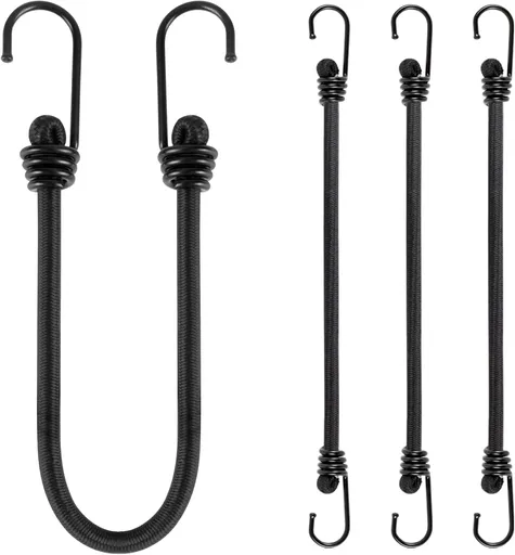 4 Pack Heavy Duty Elastic Luggage Straps with Hooks 30cm 12inch for Camping Hiking Car Bike Motorcycle