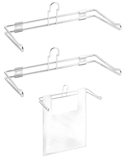 2-Pack T-Shirt Bag Rack Wall Mount, Chrome-Plated Metal T-Shirt Retail Bag Holders, 12-Inch Width, 6" Arm, Easy Install Bag Holder for Retail and Checkout Counters