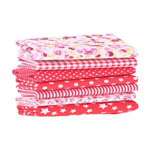 7PCS Cotton Crafts Fabric Bundle Patchwork Squares Quilting Sewing Patchwork DIY Red-1
