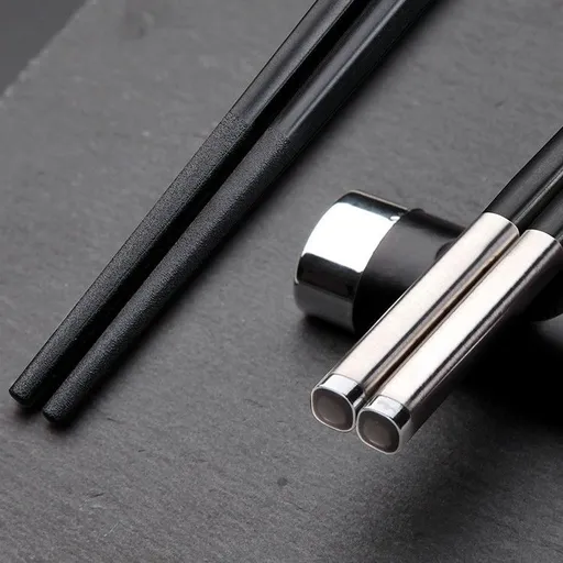 Chuangjian Alloy Chopsticks Laser Logo YB08 Black