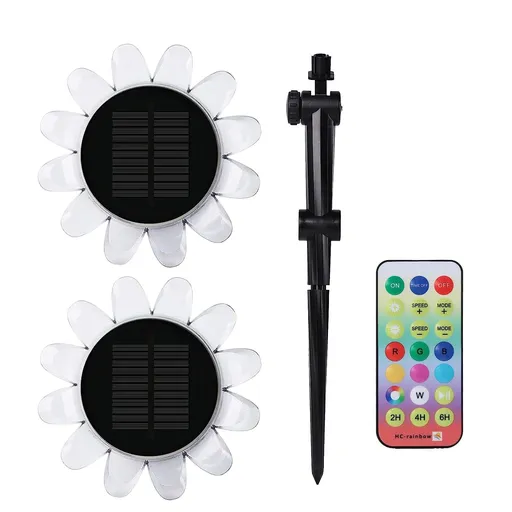 Solar Powered Lawn Light Outdoor Waterproof Landscape Light LED Colorful Sunflower Path Light Garden Pool Yard Patio Decorative Light 1 Light + 1 Bracket